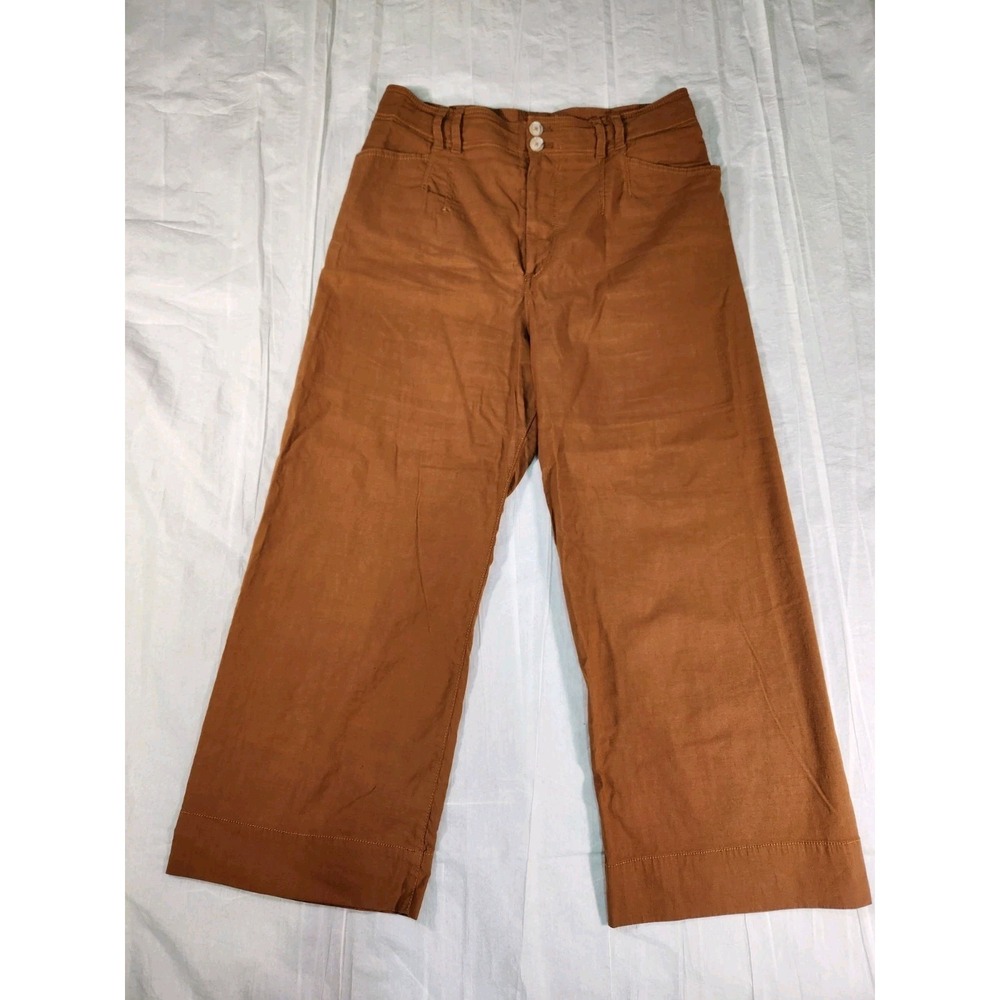 By Anthropologie Woman's Emma Cropped Wide Leg Pants In Brown Size 32